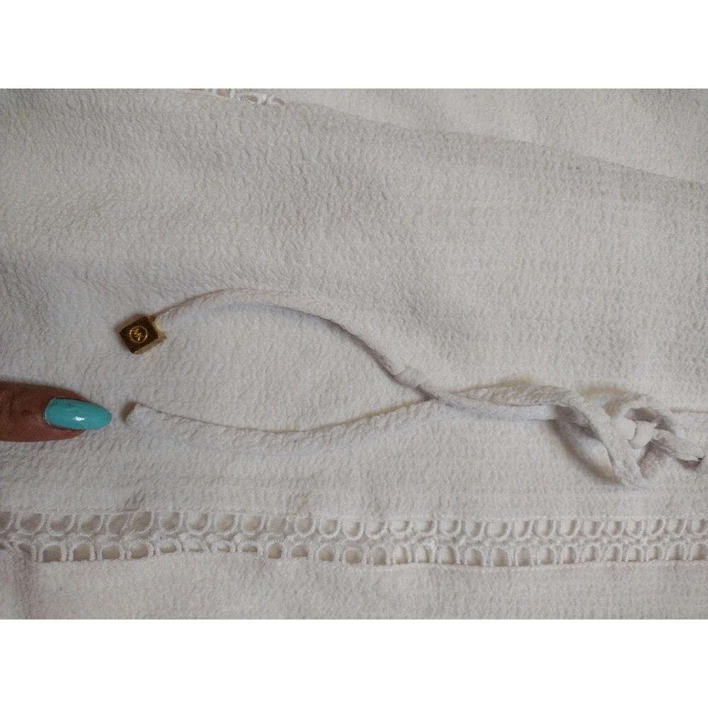 Michael Kors Blouse Women M White Smocked Off-The-Shoulder Peasant‎ Lined Lace